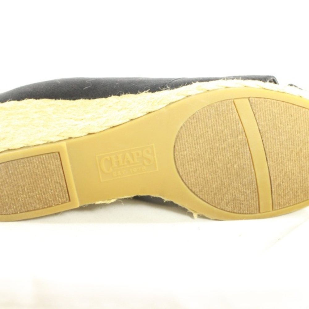 New CHAPS Dakoda Black Canvas Peep Toe Wedges - Picture 8 of 8